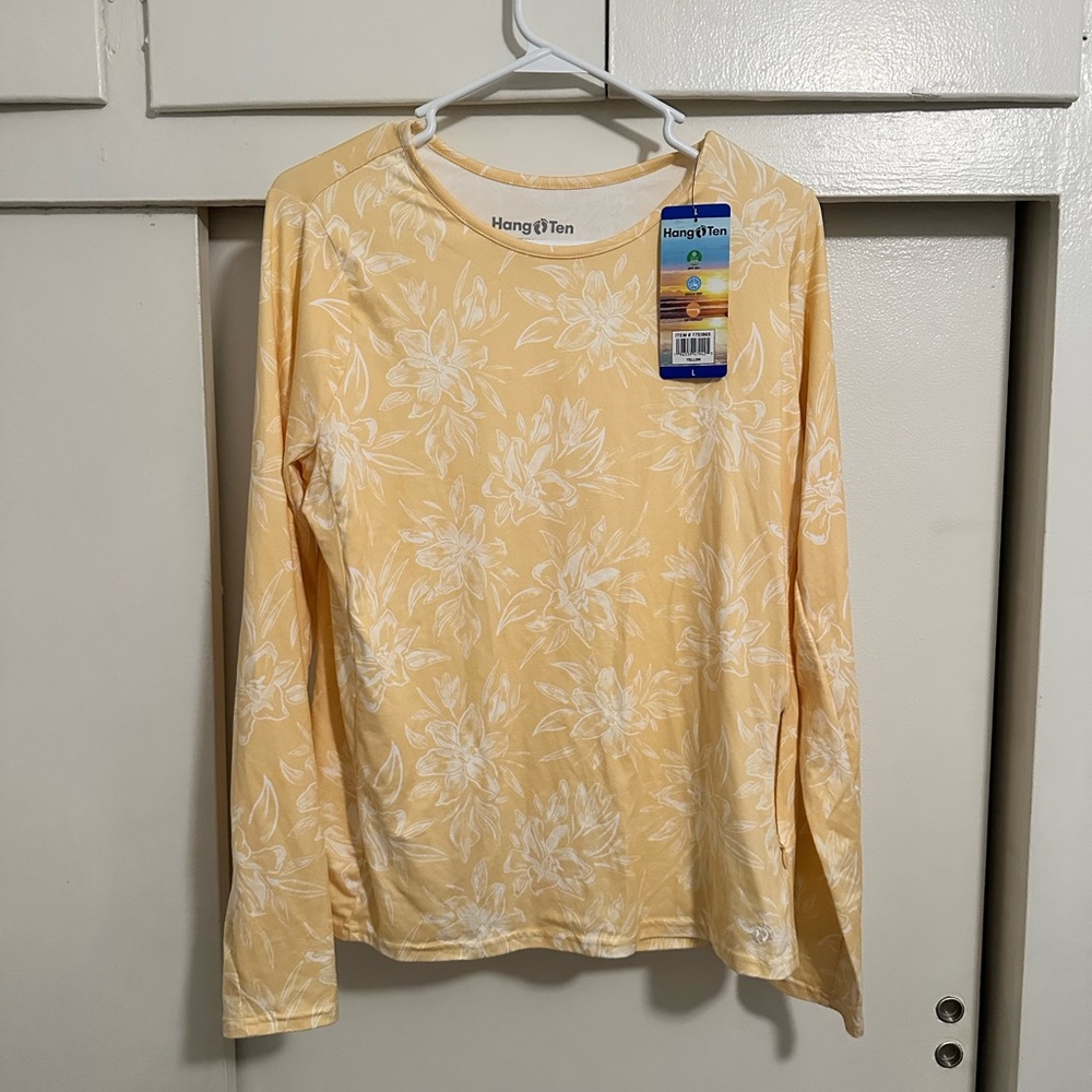 Hang Ten Yellow Floral Long Sleeve Swim Shirt